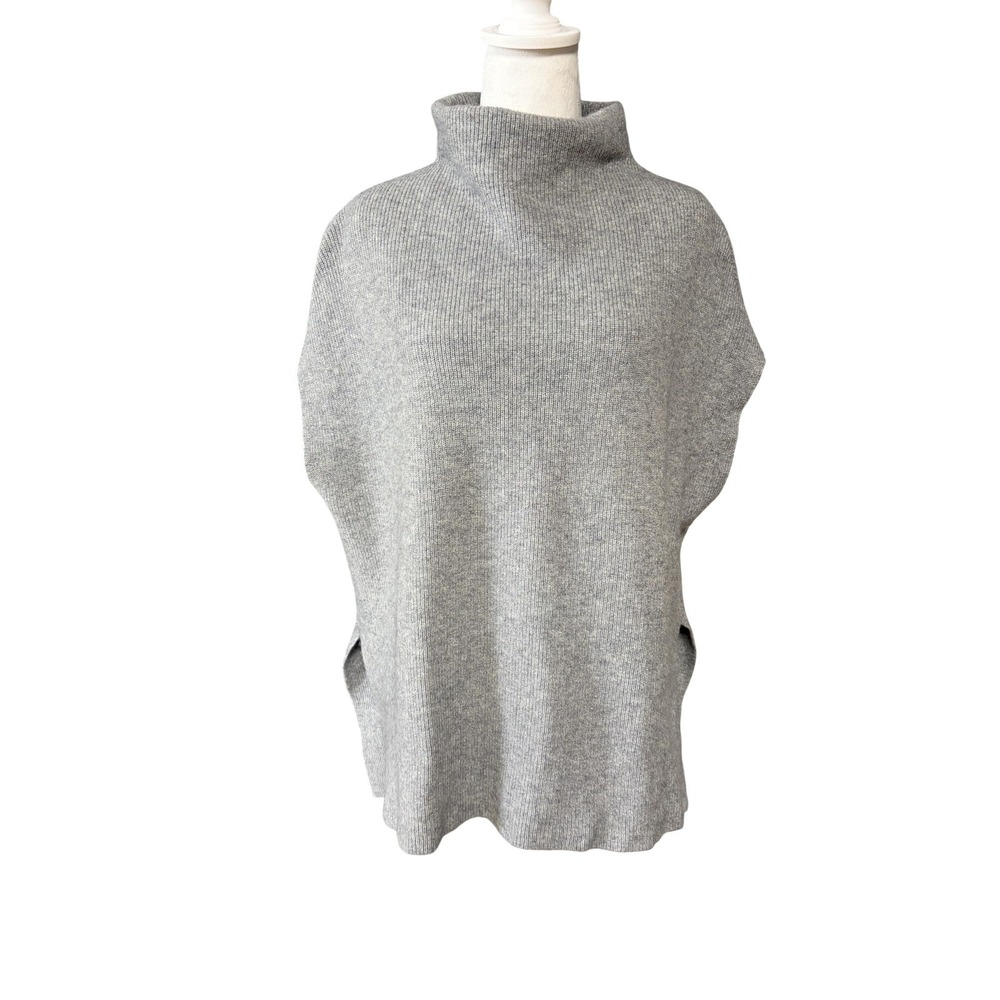 Kujten Sweater Cape Womens Size 3 Gray 100% Cashmere Mock Neck Poncho Relaxed